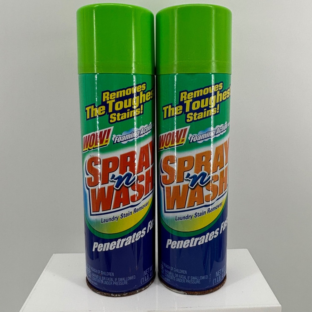 Vintage Spray n Wash Laundry Stain Remover Foaming Action 20oz Cans 2 Pack 2005
